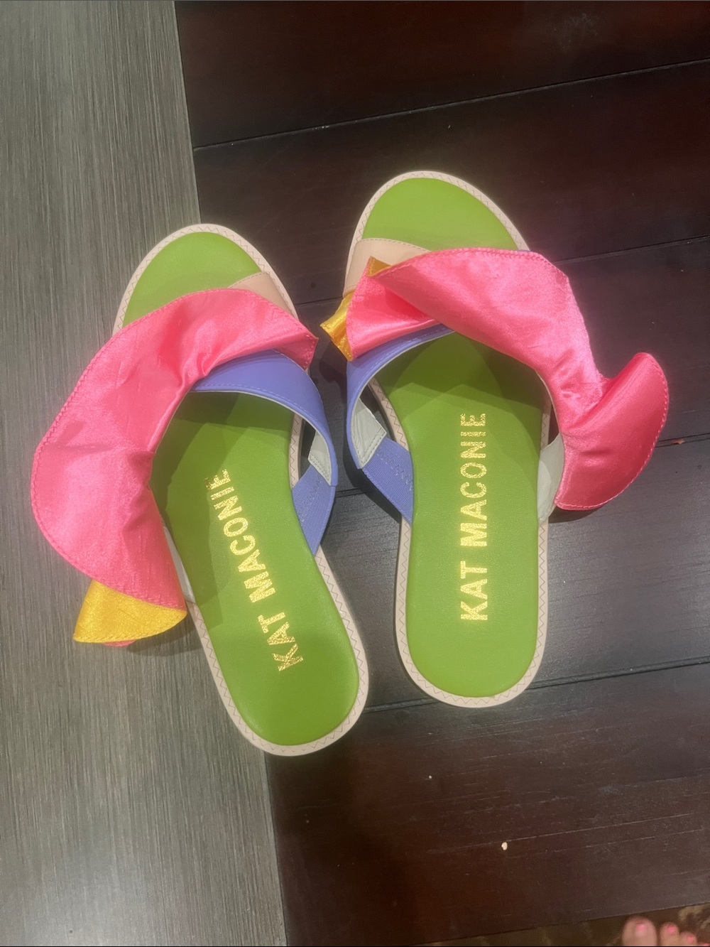 Kat Maconie Fran Multibrights Ruffle Flat Sandals Pink/Multi – EU 37
